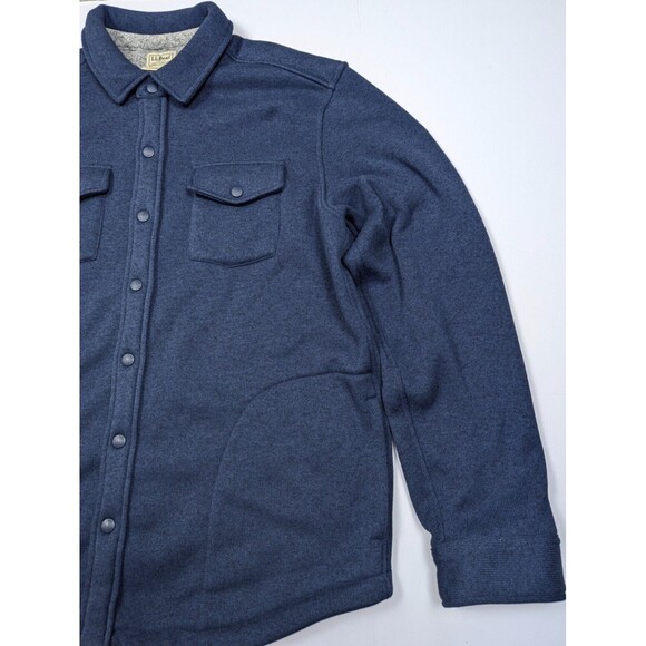 Men's L.L.Bean Vintage Style Heavy Sweater Fleece Full Button XL Blue - Picture 4 of 13